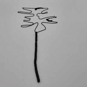 Rebel Designs Swarovski Black Diamond Crystal Stick Necklace 36" Antique Brass